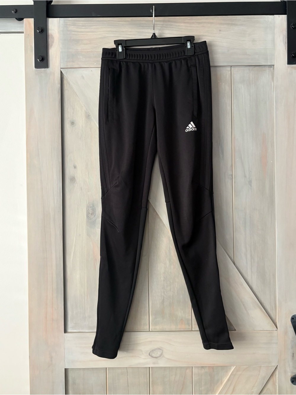 Adidas Kids Black Athletic Joggers/Track Pants with White Logo